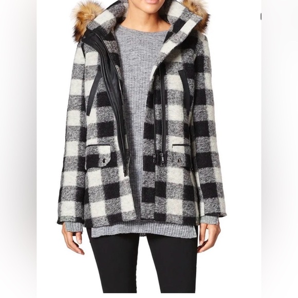 Joie Checkered Utility Jacket with Faux Fur Trim - Picture 2 of 5